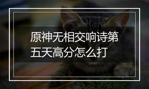 原神无相交响诗第五天高分怎么打