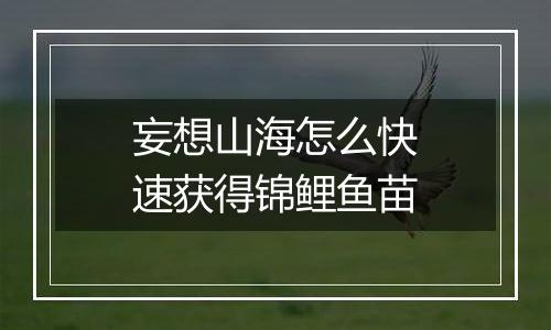 妄想山海怎么快速获得锦鲤鱼苗