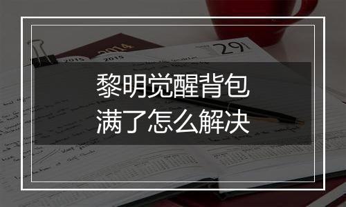 黎明觉醒背包满了怎么解决