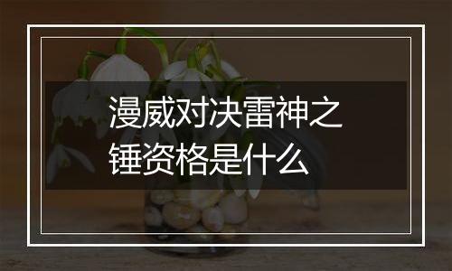 漫威对决雷神之锤资格是什么