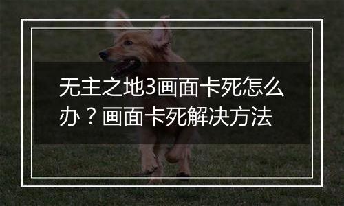 无主之地3画面卡死怎么办？画面卡死解决方法