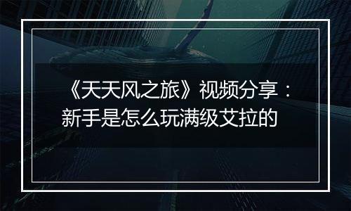 《天天风之旅》视频分享：新手是怎么玩满级艾拉的