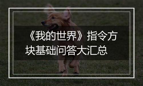 《我的世界》指令方块基础问答大汇总