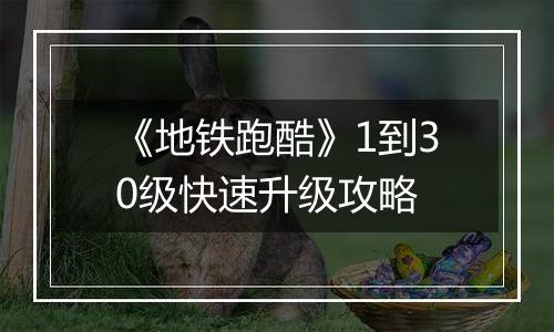 《地铁跑酷》1到30级快速升级攻略