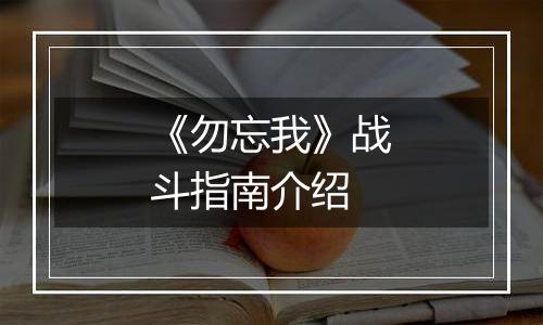 《勿忘我》战斗指南介绍
