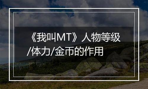 《我叫MT》人物等级/体力/金币的作用
