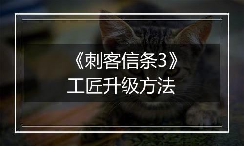 《刺客信条3》工匠升级方法