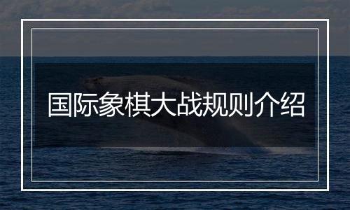 国际象棋大战规则介绍