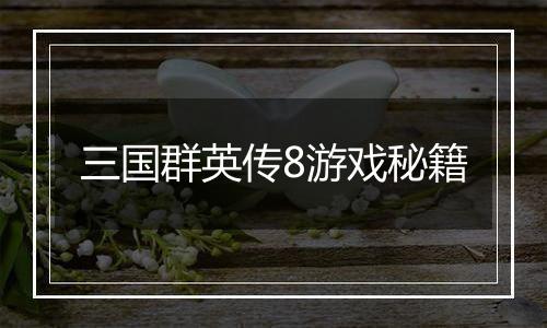 三国群英传8游戏秘籍