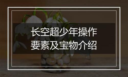 长空超少年操作要素及宝物介绍