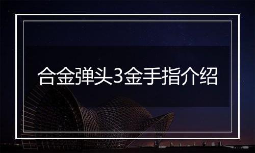 合金弹头3金手指介绍