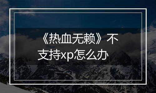 《热血无赖》不支持xp怎么办
