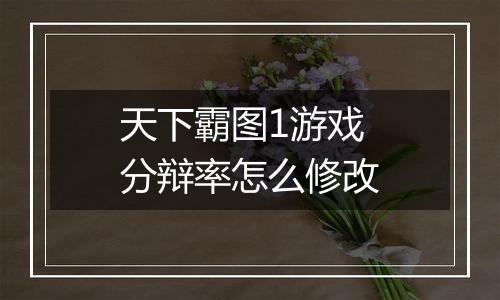 天下霸图1游戏分辩率怎么修改