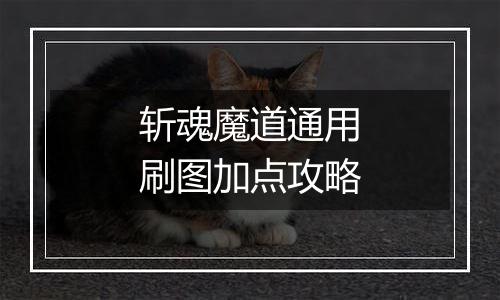 斩魂魔道通用刷图加点攻略