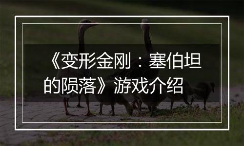 《变形金刚：塞伯坦的陨落》游戏介绍