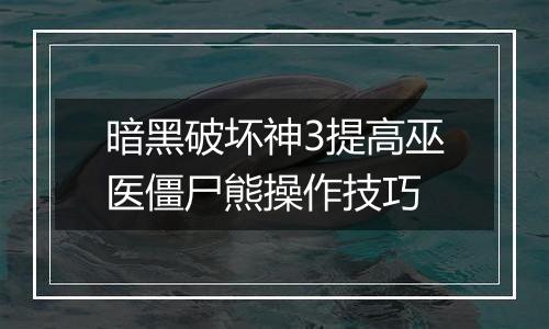 暗黑破坏神3提高巫医僵尸熊操作技巧