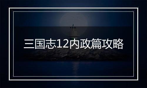 三国志12内政篇攻略