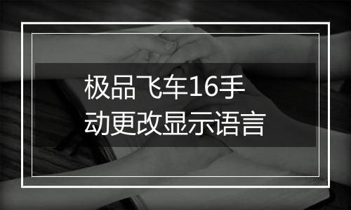 极品飞车16手动更改显示语言
