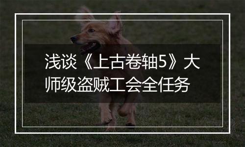 浅谈《上古卷轴5》大师级盗贼工会全任务