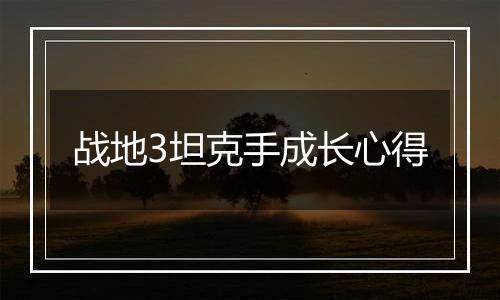 战地3坦克手成长心得