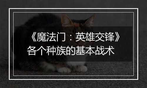 《魔法门：英雄交锋》各个种族的基本战术