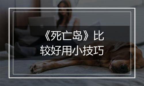 《死亡岛》比较好用小技巧