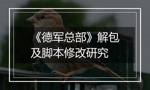 《德军总部》解包及脚本修改研究