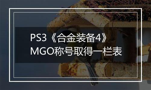 PS3《合金装备4》MGO称号取得一栏表