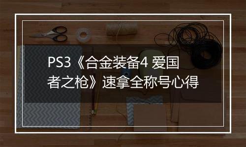 PS3《合金装备4 爱国者之枪》速拿全称号心得