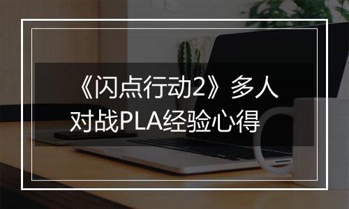 《闪点行动2》多人对战PLA经验心得