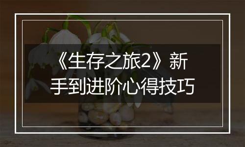 《生存之旅2》新手到进阶心得技巧