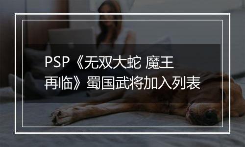 PSP《无双大蛇 魔王再临》蜀国武将加入列表