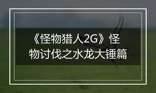 《怪物猎人2G》怪物讨伐之水龙大锤篇