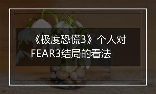 《极度恐慌3》个人对FEAR3结局的看法