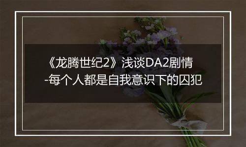 《龙腾世纪2》浅谈DA2剧情-每个人都是自我意识下的囚犯
