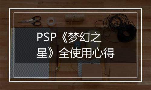 PSP《梦幻之星》全使用心得