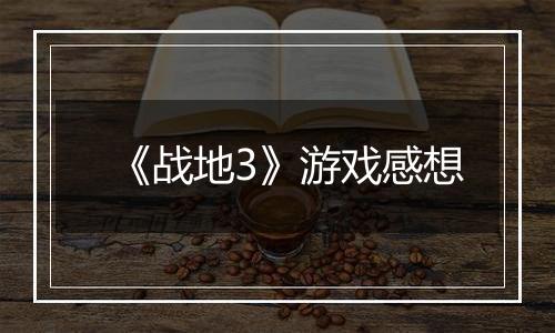《战地3》游戏感想