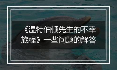 《温特伯顿先生的不幸旅程》一些问题的解答
