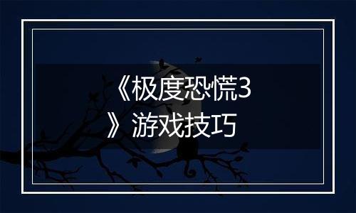《极度恐慌3》游戏技巧