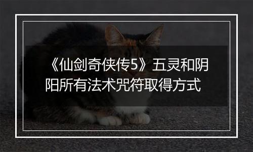 《仙剑奇侠传5》五灵和阴阳所有法术咒符取得方式