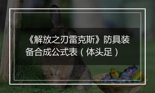 《解放之刃雷克斯》防具装备合成公式表（体头足）