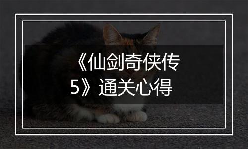 《仙剑奇侠传5》通关心得