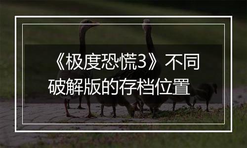 《极度恐慌3》不同破解版的存档位置