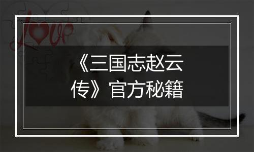 《三国志赵云传》官方秘籍