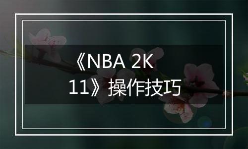 《NBA 2K11》操作技巧