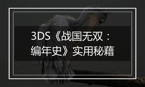 3DS《战国无双：编年史》实用秘藉
