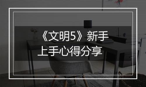 《文明5》新手上手心得分享