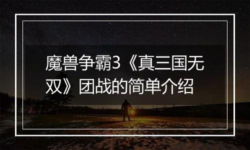 魔兽争霸3《真三国无双》团战的简单介绍