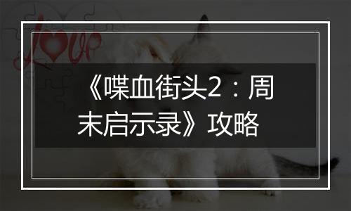 《喋血街头2：周末启示录》攻略