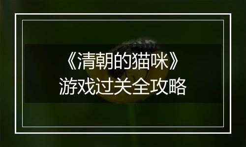 《清朝的猫咪》游戏过关全攻略
